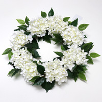 Karangan Bunga Hydrangea Musim Semi untuk Pintu Depan, Karangan Bunga Hydrangea Buatan Putih 22'' untuk Dekorasi Dinding Mantel Rumah