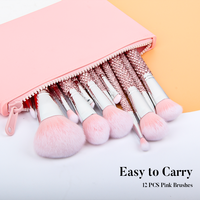 Penjualan Pabrik 12 Pcs Kuas Makeup Mewah untuk Perjalanan, Set Kuas Makeup Berlian Bulu Lembut Portabel, Peralatan Kecantikan