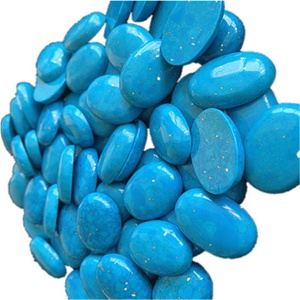 Natural cabujón turquesa forma de huevo azul pulido y suave de piedras preciosas - Product Image 4