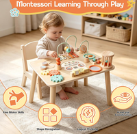 Table d'activités Montessori en bois, jouet éducatif multi-activités pour tout-petits, apprentissage précoce