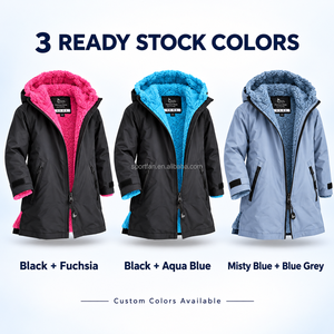 Robe de bain pour enfants XS, doublée de polaire chaude, imperméable, parka de plage et d'extérieur, veste à capuche entièrement zippée pour tout-petits - Product Image 3