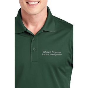Custom Embroidered Moisture Wicking Performance <b>Polo</b> Men's Short Sleeve Polyester Cotton Woven Shirt - Product Image 2