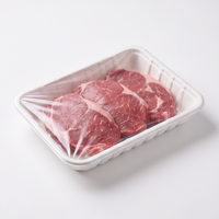 Barquette carrée en bagasse de canne à sucre sans PFAS, 100 % compostable à domicile, jetable, pour viande, pour supermarchés et emballages écologiques