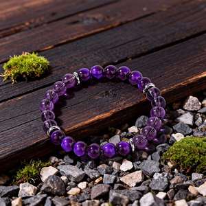 Bracelets en perles de pierre naturelle Obsidienne Grenat, Bijoux perlés bohèmes, Bracelet en pierre de grenat et obsidienne, Bracelet de protection psychique - Product Image 2