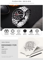Jam Tangan Kuarsa Bulat Pria Chronograph Multi Dial Kalender Tali Silikon Dekoratif