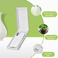 Boîte en pulpe moulée personnalisée HTA avec logo, emballage en papier pour étuis de téléphone et téléphones portables, plateau d'insertion compostable en fibre de bagasse