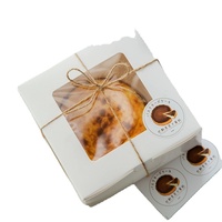 Boîte à gâteau basque élégante avec poignée, en papier kraft, revêtement UV et gaufrage, recyclable, adaptée aux aliments