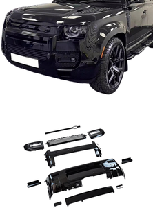 Kit carrosserie onyx noir brillant Warrior 007 modifié pour Land <span class=keywords><strong>Rover</strong></span> Defender 110 – Pare-chocs avant et arrière, jupes latérales, coins – Pièces de modification - Product Image 3