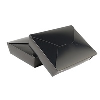 Boîte à lunch carrée jetable en kraft noir, écologique, pour restaurant, contenant alimentaire à emporter, imprimée en quatre couleurs