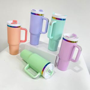 8pack Custom logo H2.0 Light <b>pink</b> Powder Coated 40oz rainbow Plated Stainless Steel Water <b>Bottle</b> for Laser Engraved - Product Image 2
