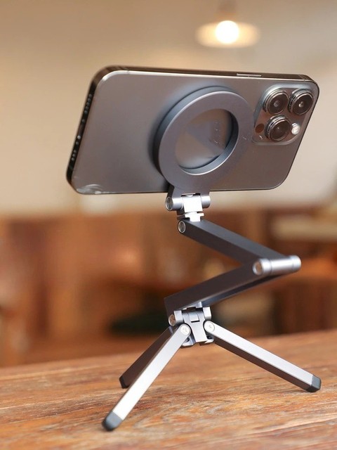New Portable Foldable Magnetic 360 Rotation Aluminum Phone Tripod for Vlog Selfie Video Photo, Multi-axis Adjustment, 1/4" Screw