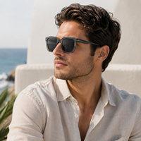 Lunettes de soleil Mellume en acétate marbré poli à la main, motif rayé vintage, monture translucide, verres polarisés UV400 pour hommes et femmes