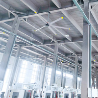Ventilateur de plafond industriel géant HVLS à faible bruit de 4 m (13 pieds) à grand débit d'air pour garage, prix en Chine