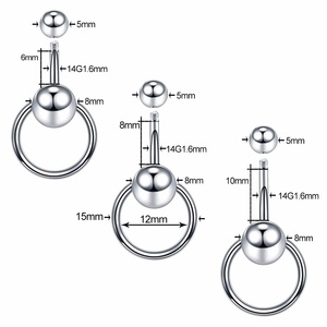 G23 titanio 14G cristal gema ombligo Piercing anillo Sexy mujer gótico Ombligo bola circón piedra principal oro ombligo joyería - Product Image 4