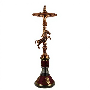 Chicha authentique Khalil Mamoon motif cheval, faite à la main - 82 cm, avec corps et chambre interne en laiton massif - Product Image 3