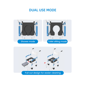 Sedia da Doccia e WC 3-in-1 BARIATRICA <span class=keywords><strong>con</strong></span> Ruote, Sedile Regolabile in Altezza per Anziani - Product Image 2