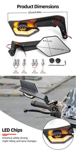 Espejos Retrovisores LED para Motocicleta con Intermitentes Integrados, Accesorio de Iluminación de Visión Amplia para Reemplazo - Product Image 4