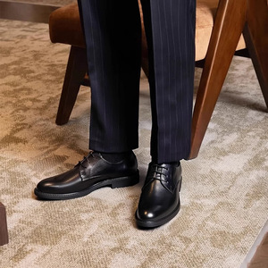 Chaussures pour hommes - Chaussures en cuir formelles britanniques - Chaussures de mariage - Chaussures en cuir décontractées à lacets pour hommes de bureau - Product Image 2
