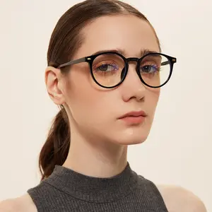STORY PSTY8840M 플랫 렌즈 메탈 코어 블랙 라운드 프레임 안경 공장 직판매 여성용 안티 블루 라이트 광학 안경