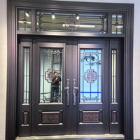 Porte d'entrée personnalisable en acier inoxydable pour villa de luxe, avec serrure intelligente antivol, isolation thermique et insonorisation, pour chambre et usage commercial