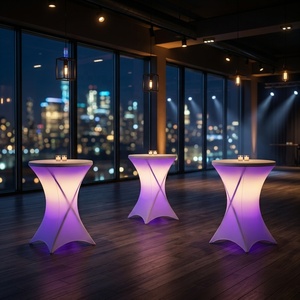 Tavolo da Bar Pieghevole per Cocktail, Tavolo Circolare Portatile Luminoso in Plastica per Esterni, Diametro 80cm - Product Image 5
