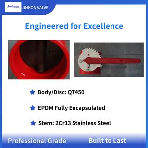 שסתום פרפר D81X-16 עם ידית מחורצת, גוף ברזל יצוק QT450, דיסק מצופה EPDM במלואו, עמיד בפני קורוזיה, שסתום אש. - Product Image 3