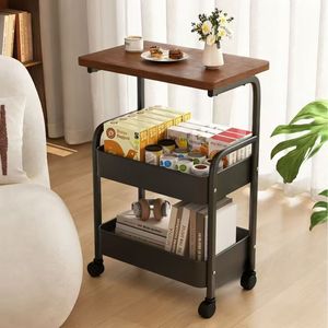 Storage Cart 3 Tier Movable <b>Table</b> <b>With</b> <b>Wheels</b> For Living Room Bedroom Kitchen Multifunctional <b>Side</b> <b>Table</b> - Product Image 1