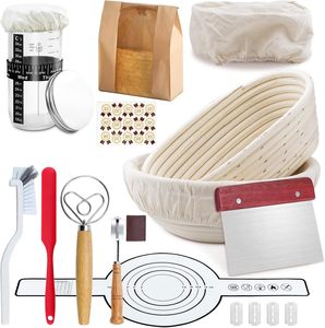 Sourdough Starter Kit 5-Piece Eco-Friendly Dishwasher Safe <b>Silicone</b> Bread Proofing Basket & Starter Jar <b>Baking</b> & Pastry Tools - Product Image 1