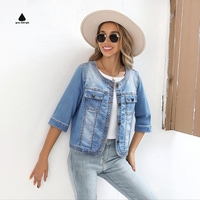 Veste en jean slim vintage de haute qualité à manches courtes pour femme, haut décontracté en denim pour l'été, style streetwear tendance