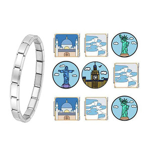 Bracelet élastique en acier inoxydable unisexe, bracelet à breloques modulaires DIY, bijoux tendance, cadeau, design de dessin animé, motif géométrique - Product Image 1