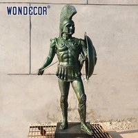 Statue de guerrier spartiate grec en bronze, armure de gladiateur, sculpture pour jardin extérieur et parc