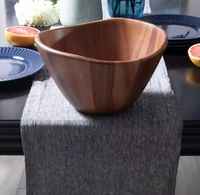 Ensemble de saladiers de luxe en bois d'acacia, forme bateau, grand bol mélangeur en bois massif pour fêtes, salades, pâtes, yaourts, fruits
