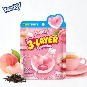 Bonbons gélifiés en forme de cœur fourrés aux fruits, texture élastique et moelleuse, arôme de fruits frais et naturels, parfaits pour les réunions et les goûters. - Product Image 4