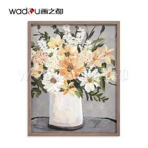 Flower Frame Printing on Wood Wall Art Hanging Decor For Living Room Oil Paintings