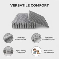 Tapis de jeu pour enfants en flanelle grise moderne de luxe, ultra doux, en peluche, fabriqués à la machine, en EVA écologique et non toxique, à emboîtement type puzzle