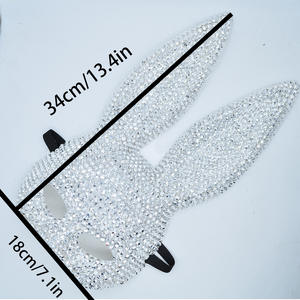 Halloween Pâques <span class=keywords><strong>Carnaval</strong></span> Fête Mascarade Demi <span class=keywords><strong>Visage</strong></span> Femme Lapin Masque Costume Accessoire Taille Unique Noir - Product Image 6