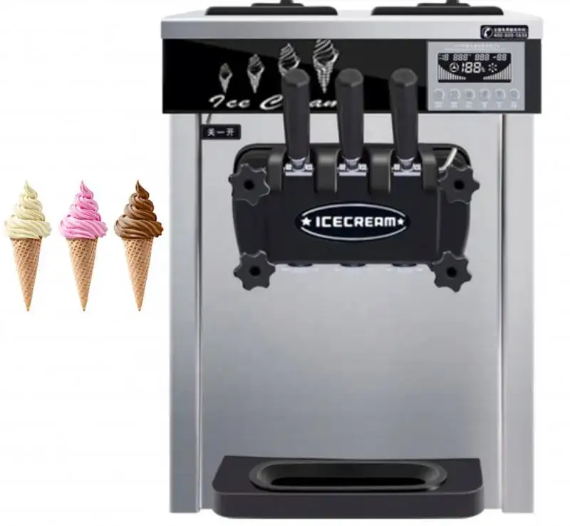 Economic commercial automatic home use three flavors soft serve ice cream maker machine for sale