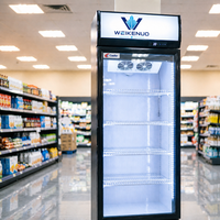 Réfrigérateur professionnel vertical à porte vitrée avec évaporateur en cuivre pur, sans givre, pour supermarché et commerce de détail