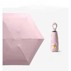 Super Lightweight Compact Fashion Travel Umbrella with Custom Logo Black Coating UV Protection Folding Design Business Gift - Product Image 5