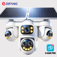 Kamera IP Nirkabel Luar Ruangan Tenaga Surya 25MP 10X Optical Zoom 5 Lensa Kartu SIM 4G Aplikasi O-Kam Pro Baterai 12000mAh 360