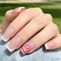 Faux ongles en ABS à presser, forme amande, style French Manucure, pré-dessinés, réutilisables, application facile, pour la décoration des ongles.