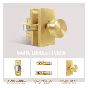 Sự riêng tư vàng và màu đen núm cửa nội thất, satin đồng và Matt màu đen tay nắm cửa với khóa, hiện đại Vòng - Product Image 2