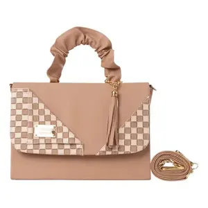 Bolso de Mano para Mujer Fana, Forma de Sobre, Color Nude, Microfibra, Cuero Sintético, con Borla, Correa Extraíble, Uso Diario - Product Image 3