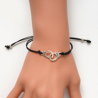 Alliage à la mode Antique Argent Plaqué Nouvelle Liberté Créative Lettre Menottes Cire Corde Charme Bracelet Avec Cartes