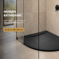 Receveur de douche de luxe noir mat ES-H1 Slim 30 mm en pierre BMC, surface antidérapante classe C avec cache-drain