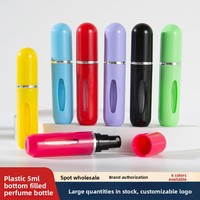 Pompe pulvérisatrice auto-amorçante en stock, couleur bonbon, remplissage direct, en plastique ABS, 5 ml, rechargeable, forme flacon de parfum, sérigraphie