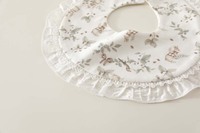 3 Pack Baby Bibs | Watercolor Print Drool Bibs with Lace Ruffle | Deer Botanical Floral | Snap Closure Newborn