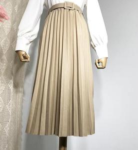 Gonna da donna a vita alta Ecowalson gonne Midi a pieghe in tinta unita Vintage e tinta unita alla signora colori alla moda semplici - Product Image 2