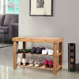 2022 Cabinet Bamboo <strong>Shoe</strong> Rack <strong>Bench</strong> With 2 Tiers Shelves Display <strong>Storage</strong> and Organizer for Bedroom, Entryway, <strong>Hallway</strong> - Product Image 4