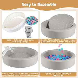 Piscina de bolas redonda de espuma suave para niños, para interiores, de 105 cm x 24 cm, sin incluir bolas de océano. - Product Image 4
